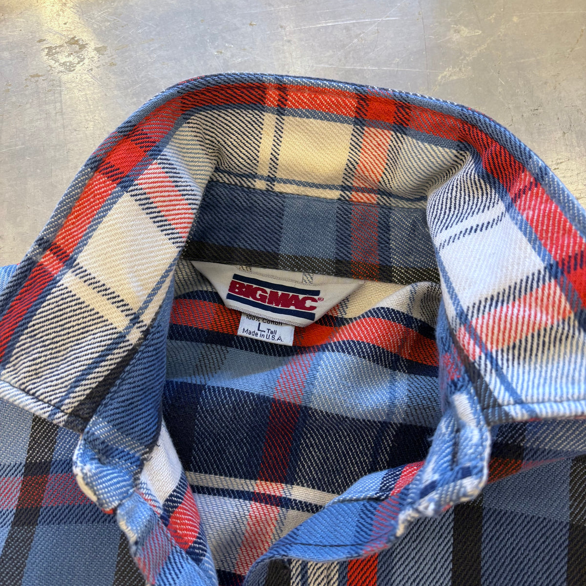 80's BIG MAC cotton flannel shirt (size L Tall)