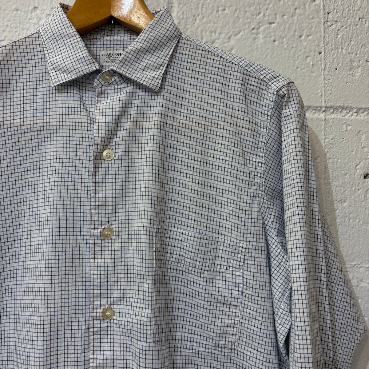 ~60's Arrow tattersall dress shirt (size 15-33)