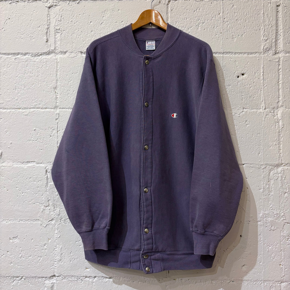 90's Champion Reverse Weave Snap Cardigan "script embroidery" (Size XL)