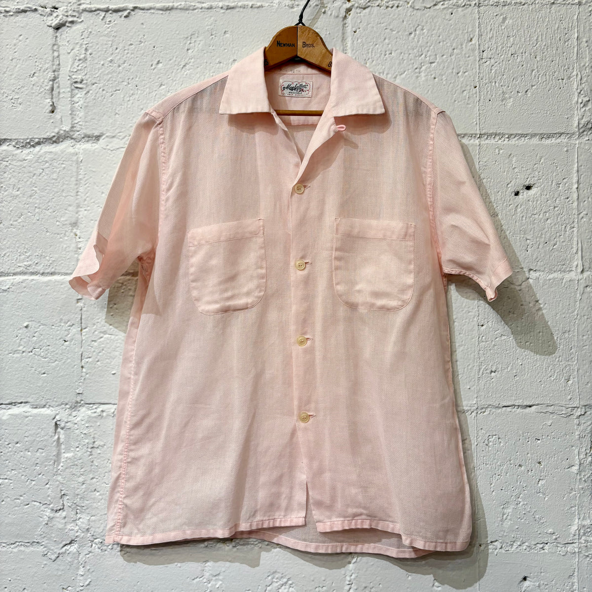 50's Manhattan pink S/S shirt (size M never worn?)
