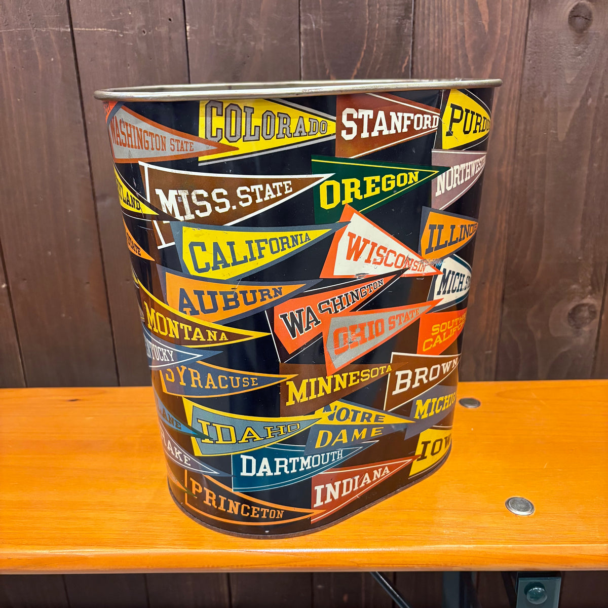 60's~ Harvell college penant trash can