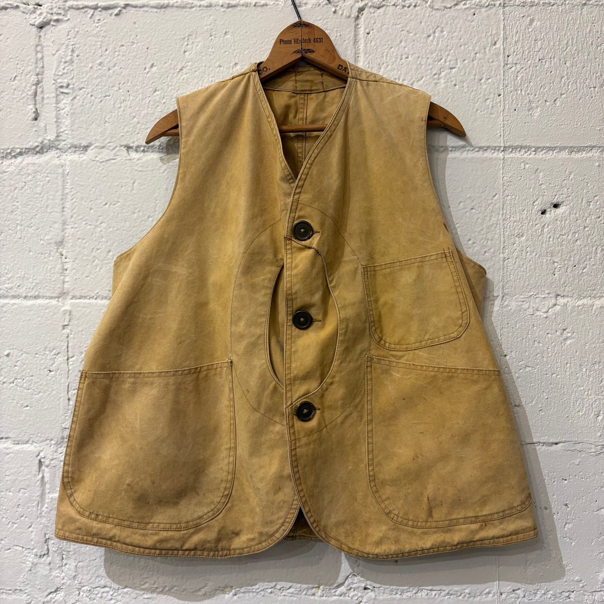 30's unknown canvas half moon vest