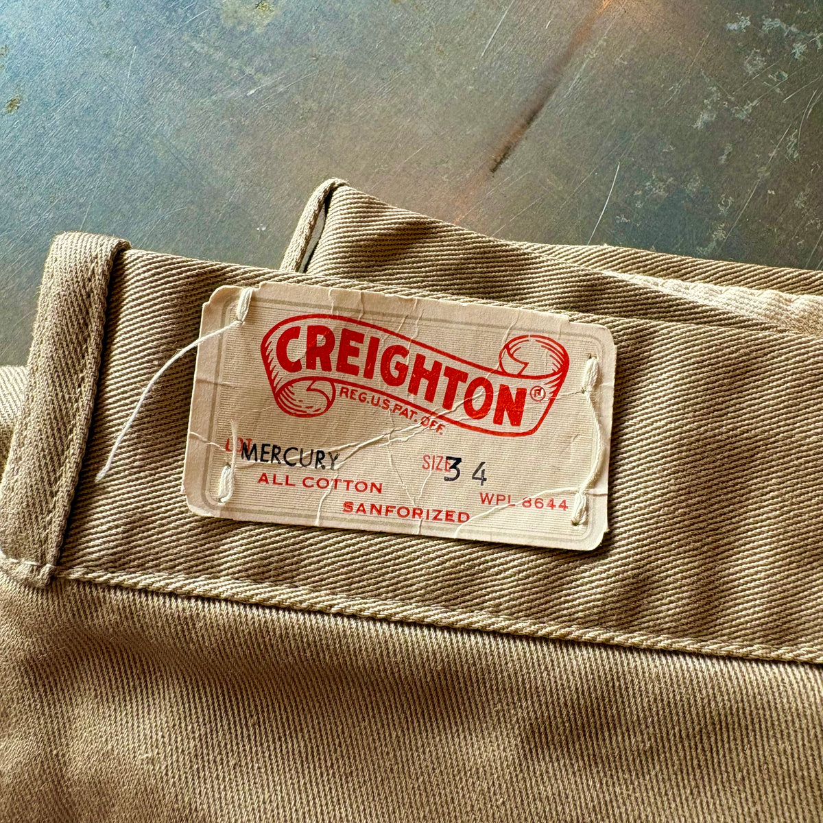 N.O.S. 60's Creighton khaki pants "MERCURY"