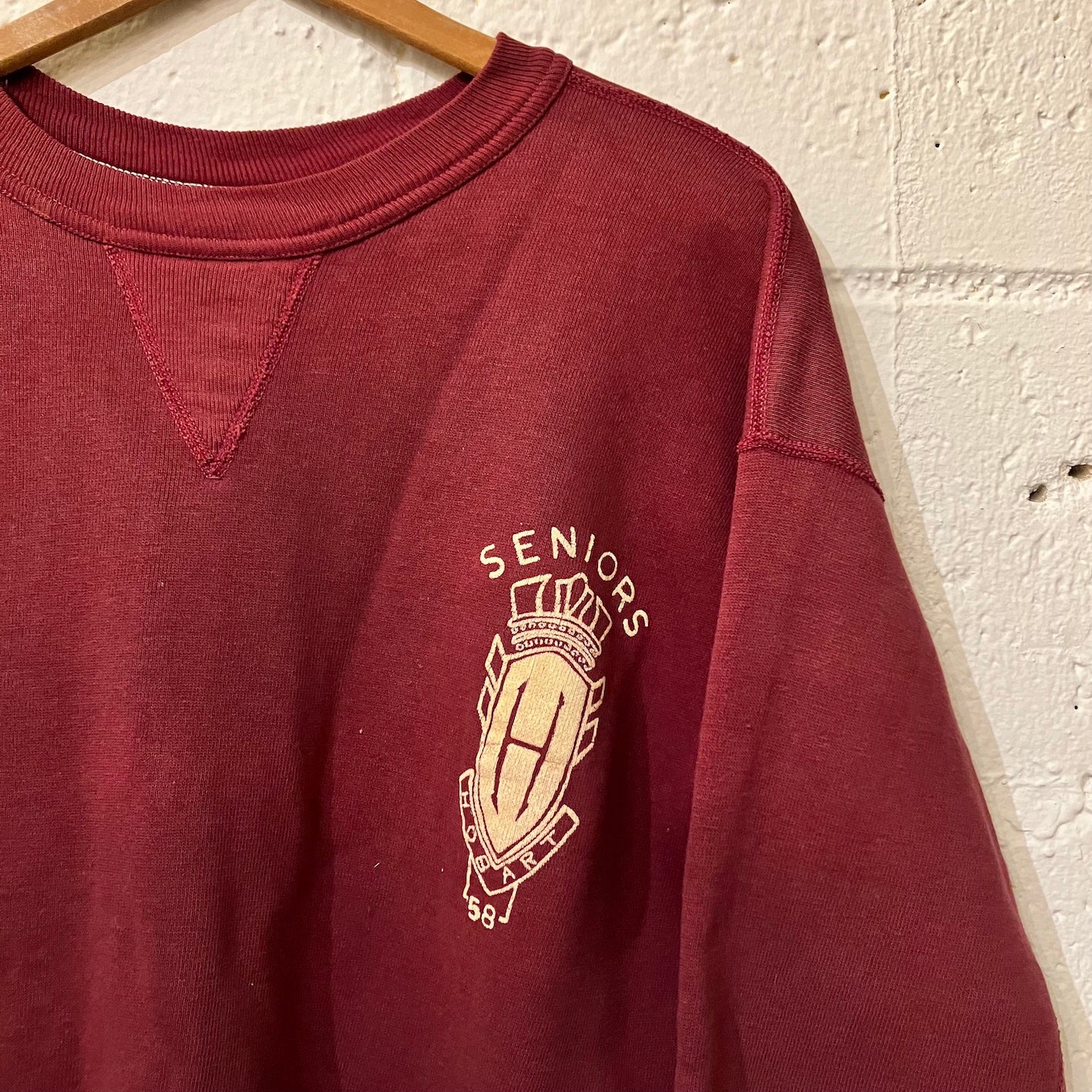 50's single-V sweat shirt "Senior 58"