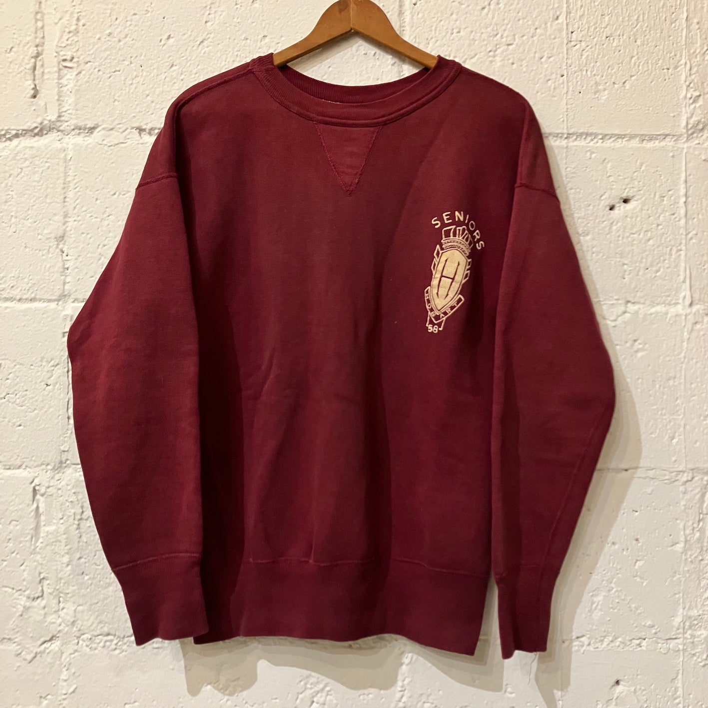 50's single-V sweat shirt "Senior 58"