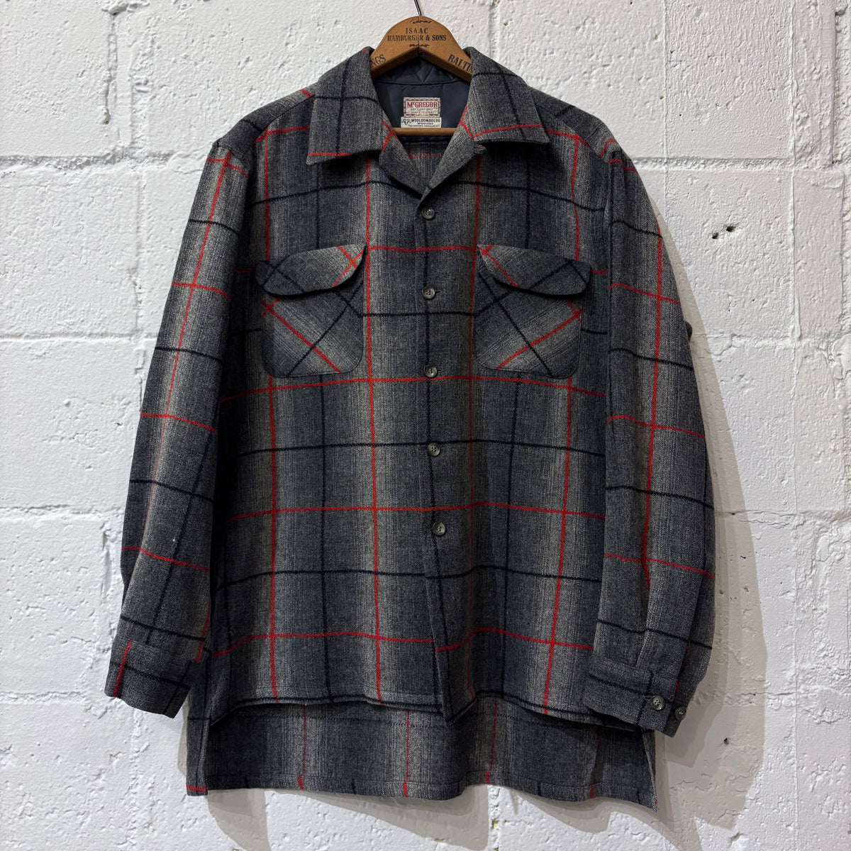 50's McGregor stepped hem wool shirt (ML/ mint condition)