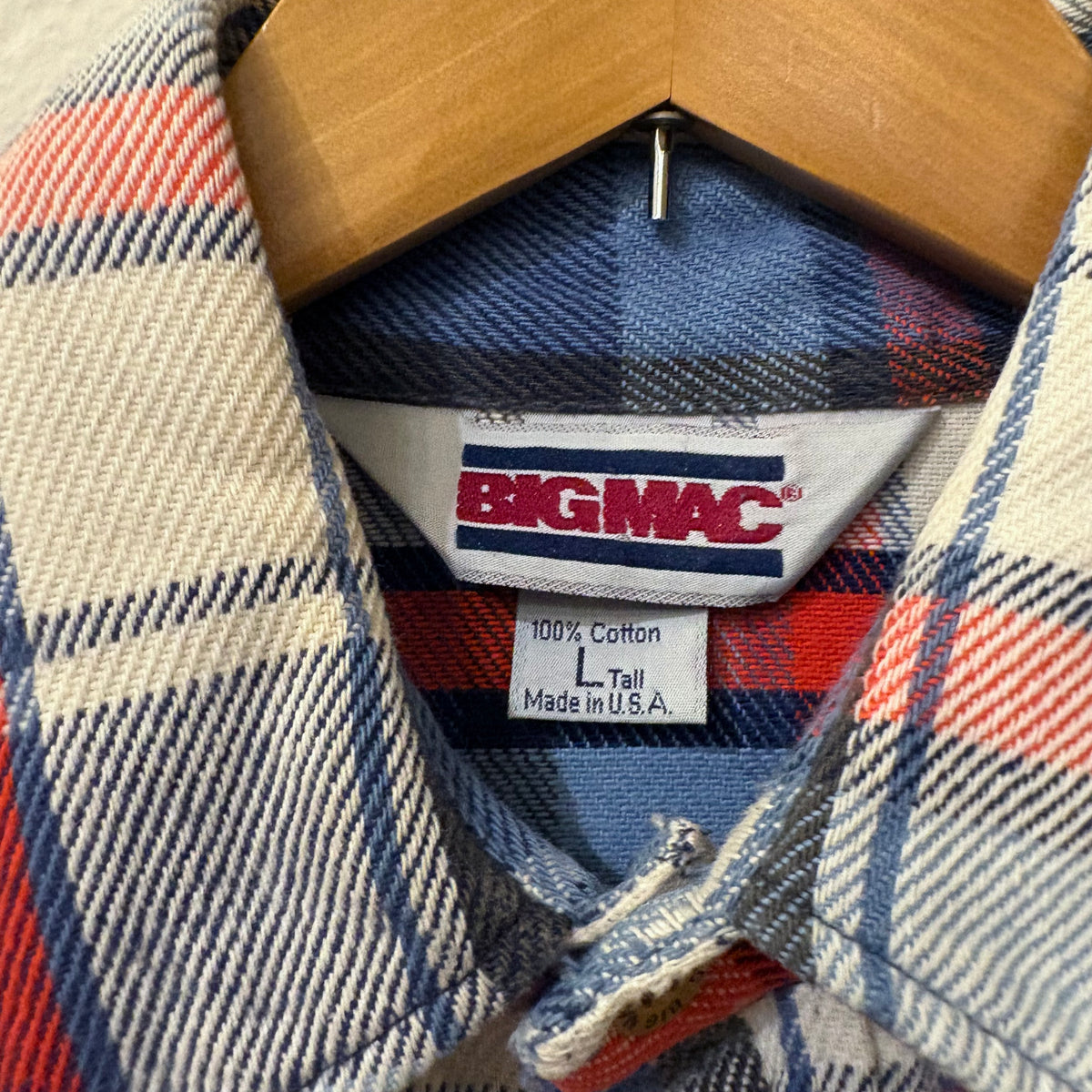80's BIG MAC cotton flannel shirt (size L Tall)