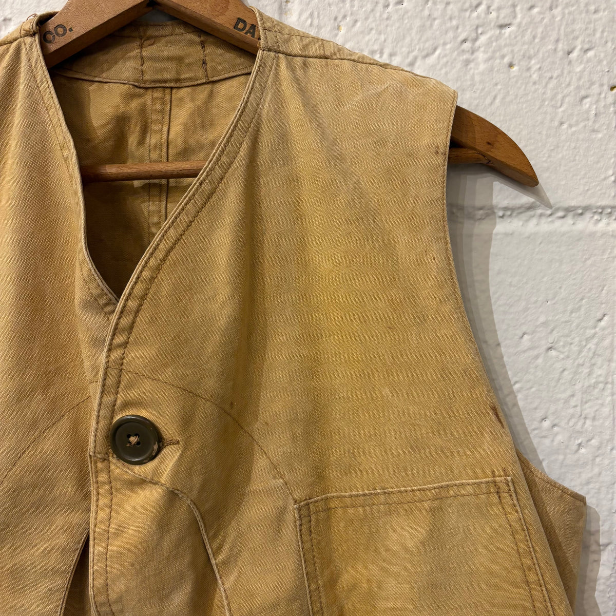 30's unknown canvas half moon vest