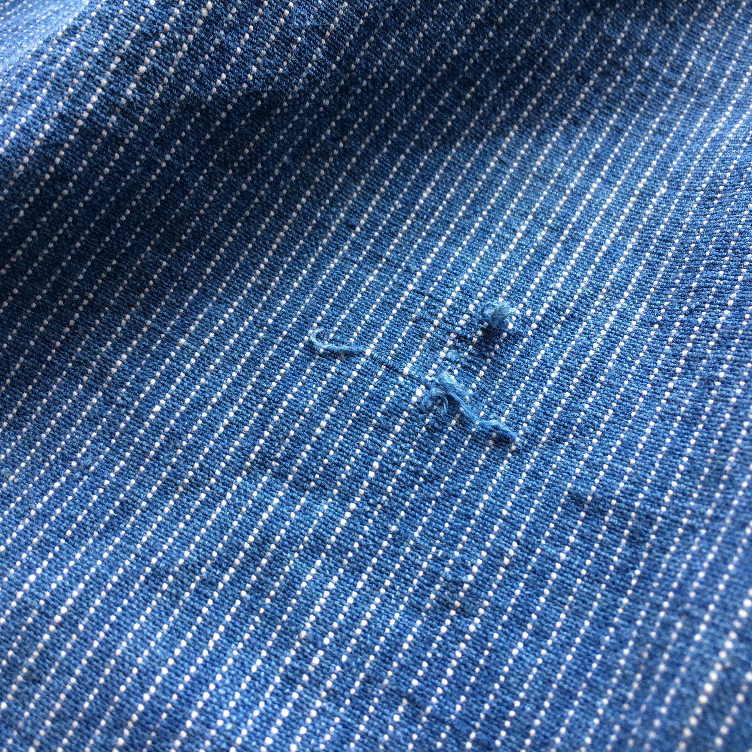~40's French pin-stripe indigo cotton apron