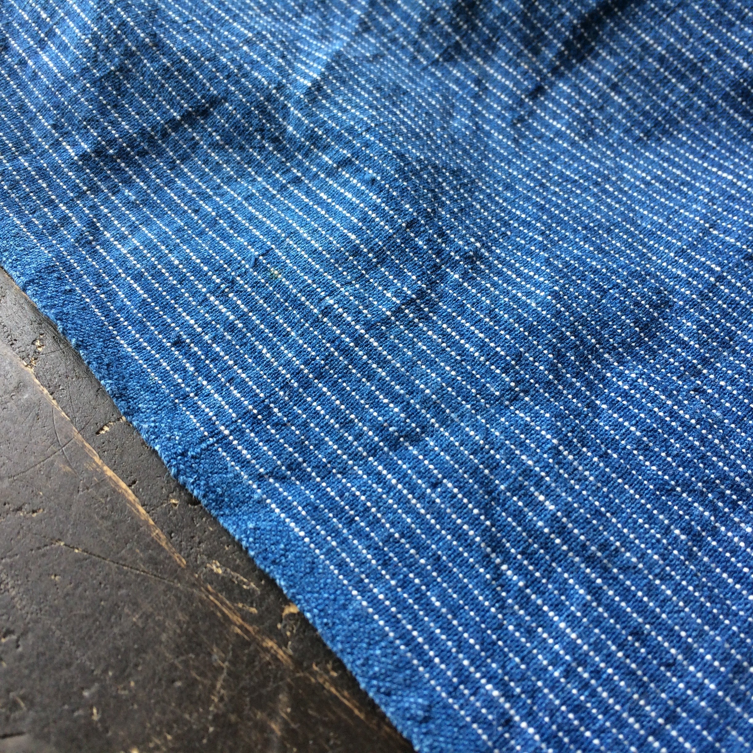 ~40's French pin-stripe indigo cotton apron