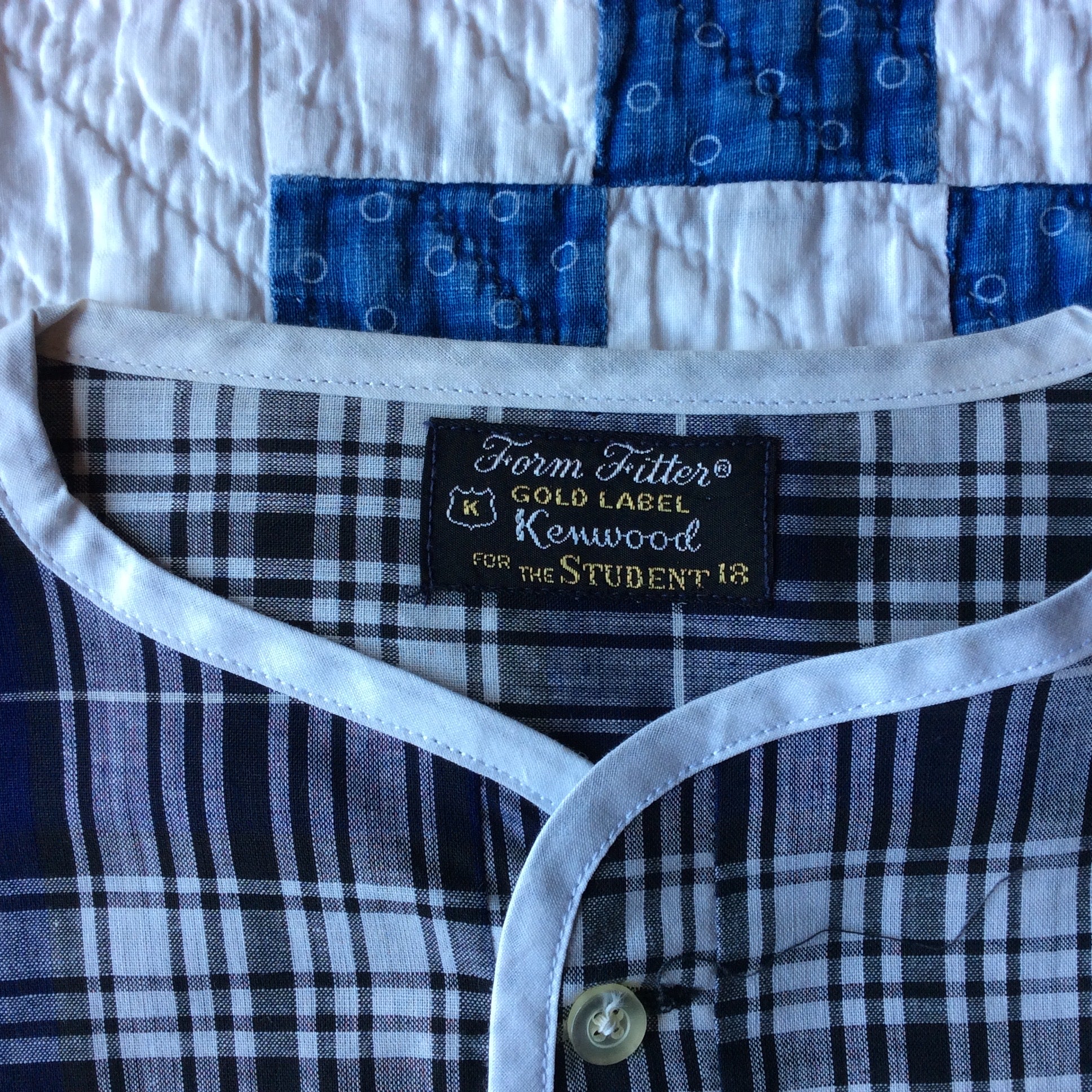 NOS ~60's Kenwood henley-neck plaid shirt