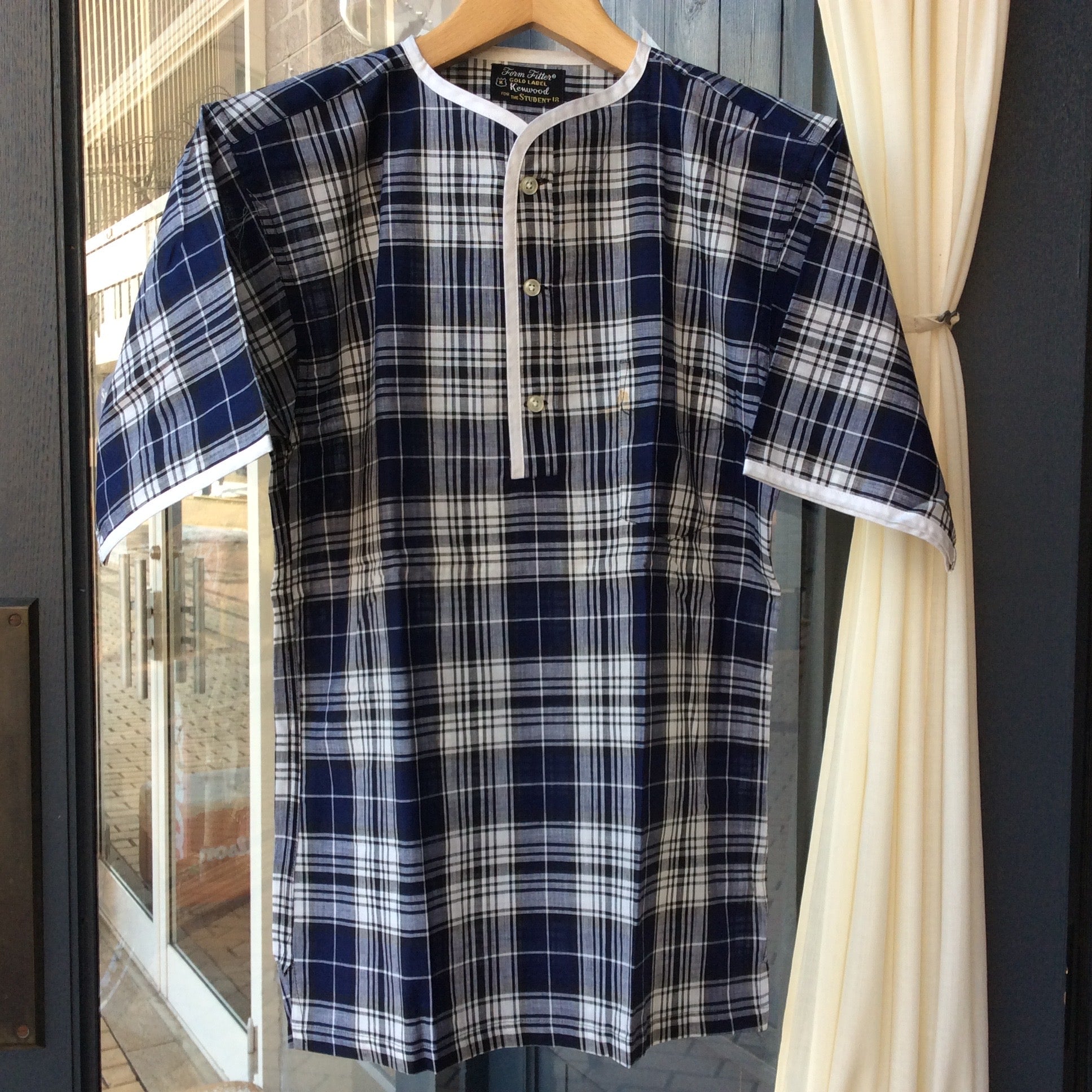NOS ~60's Kenwood henley-neck plaid shirt