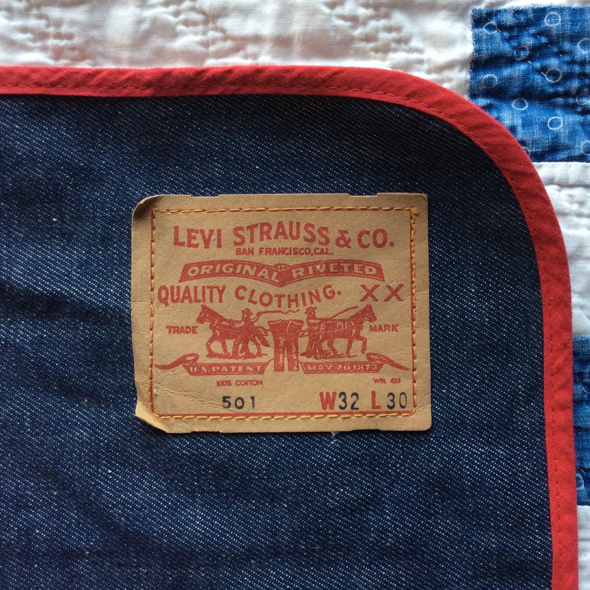 NOS 70’s Levi’s denim place mat big-E