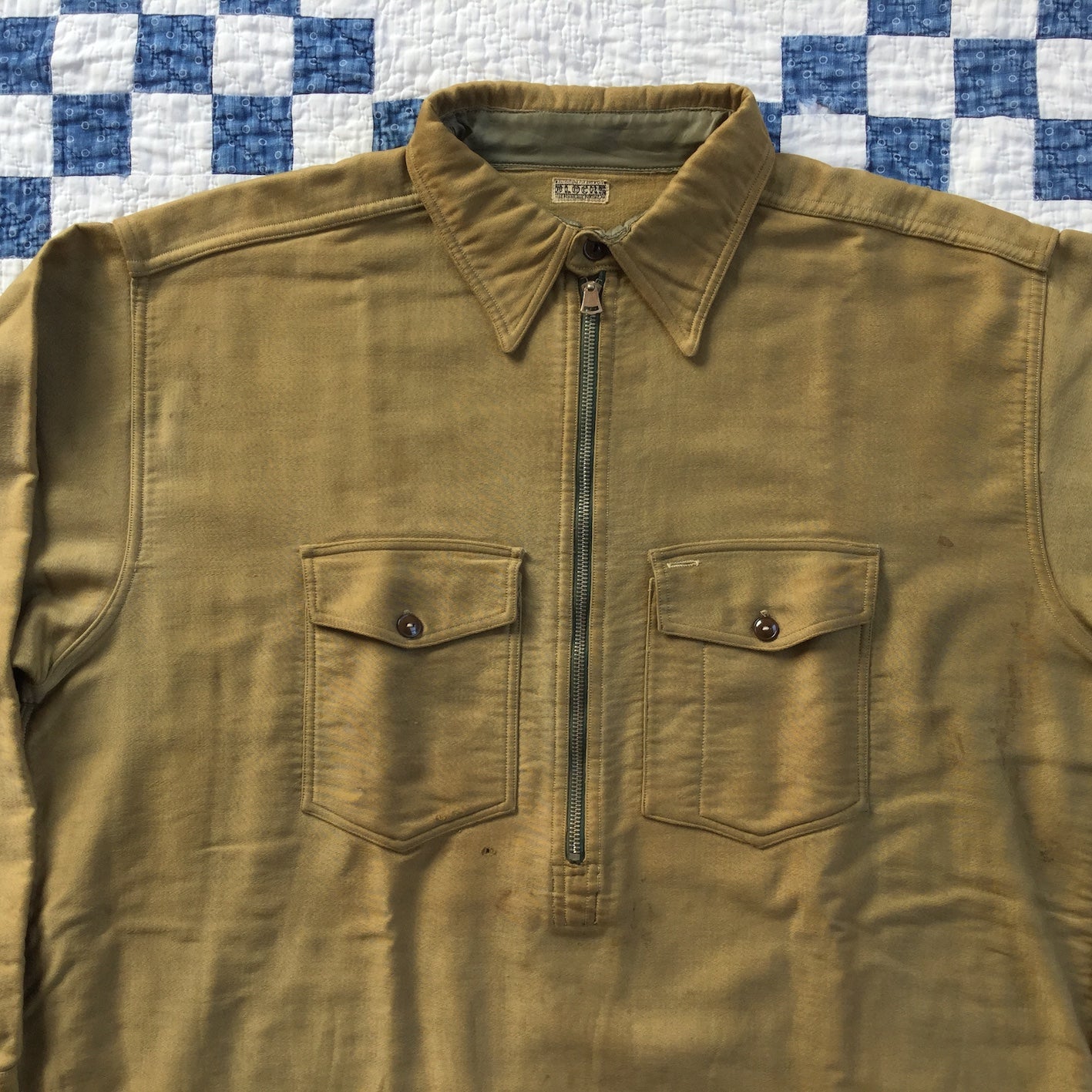 30's BLOCKS moleskin half zip pullover