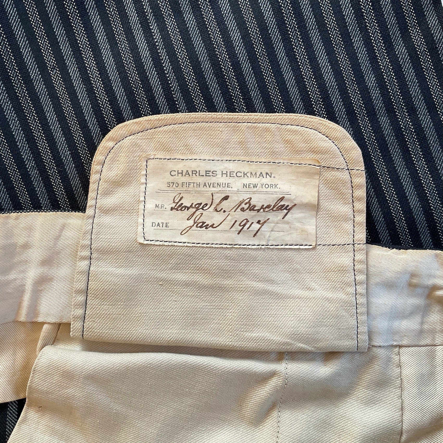 1917's stripe work trousers
