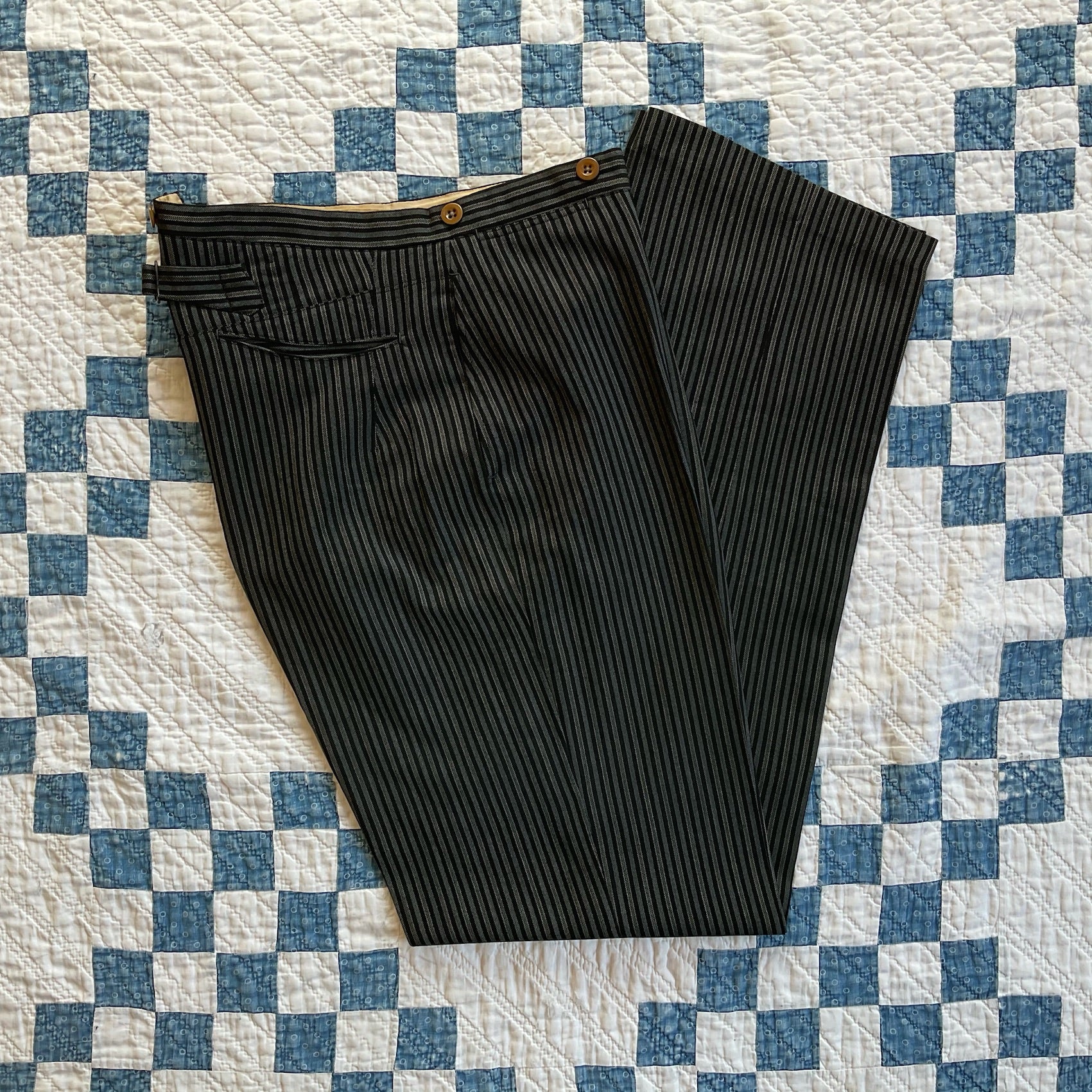 1917's stripe work trousers