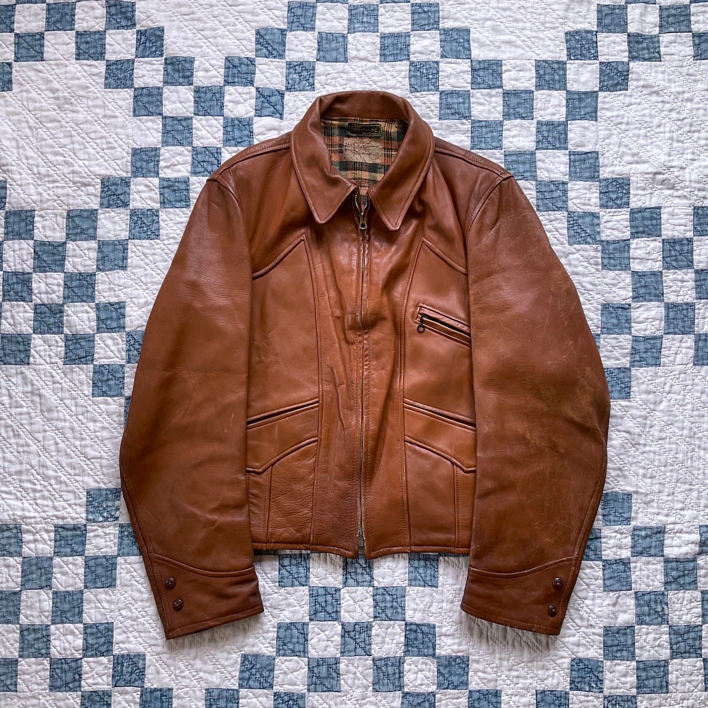 40's horsehide leather sport jacket