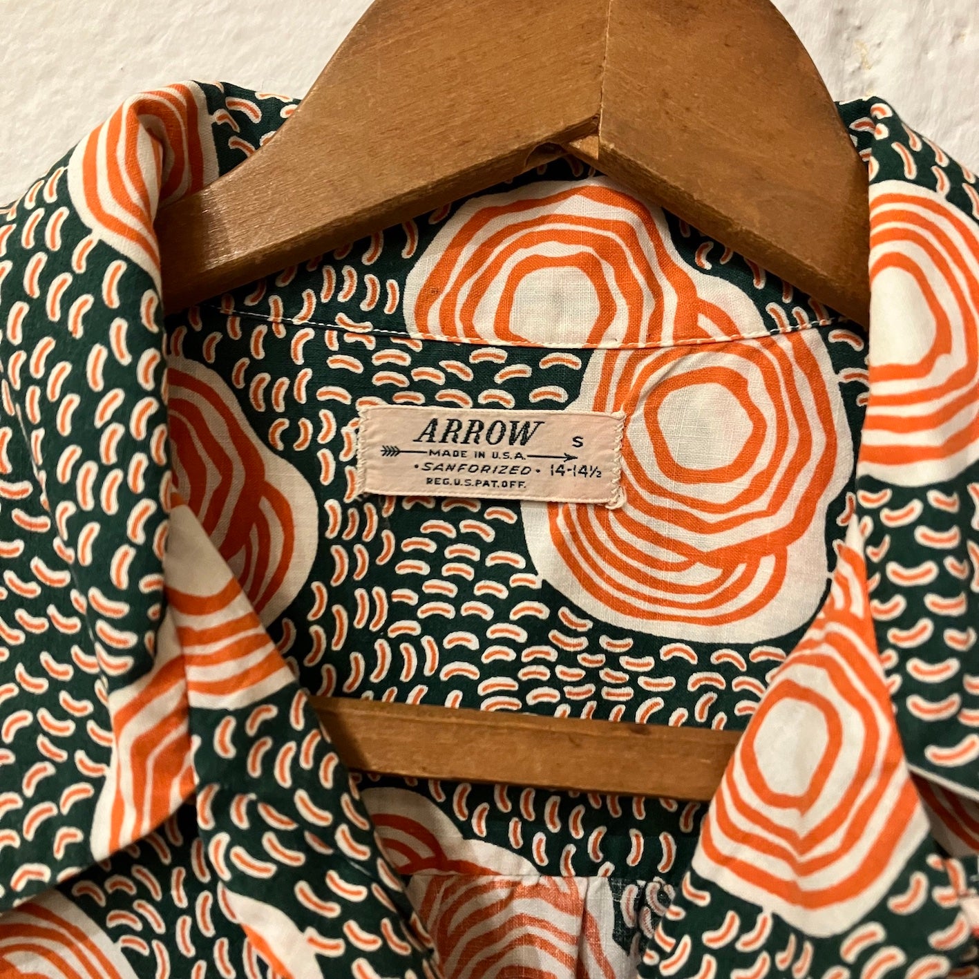50's Arrow cotton open collar shirt