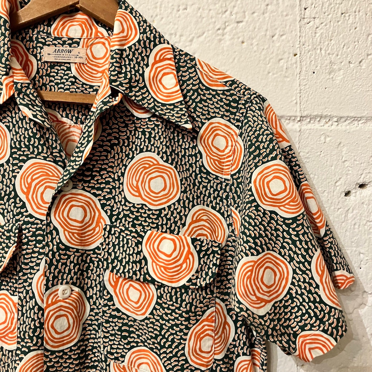 50's Arrow cotton open collar shirt