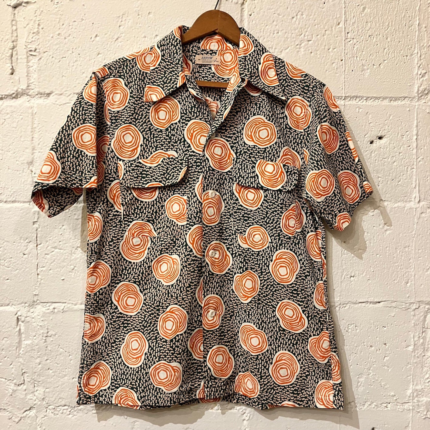 50's Arrow cotton open collar shirt
