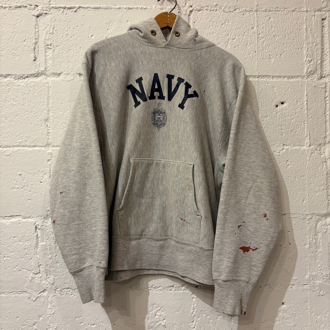 early 80's Champion Reverse Weave parka "NAVY" size. L